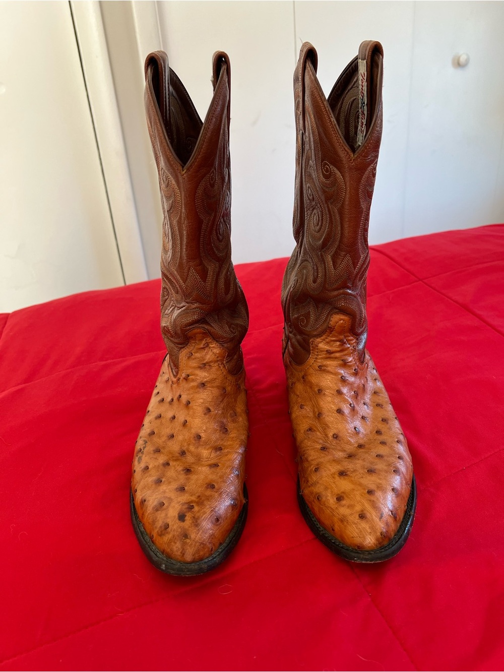 Tony Lama CZ800 Cognac Brown Full Quill Ostrich Western Cowboy Boots Men’s 11 D
